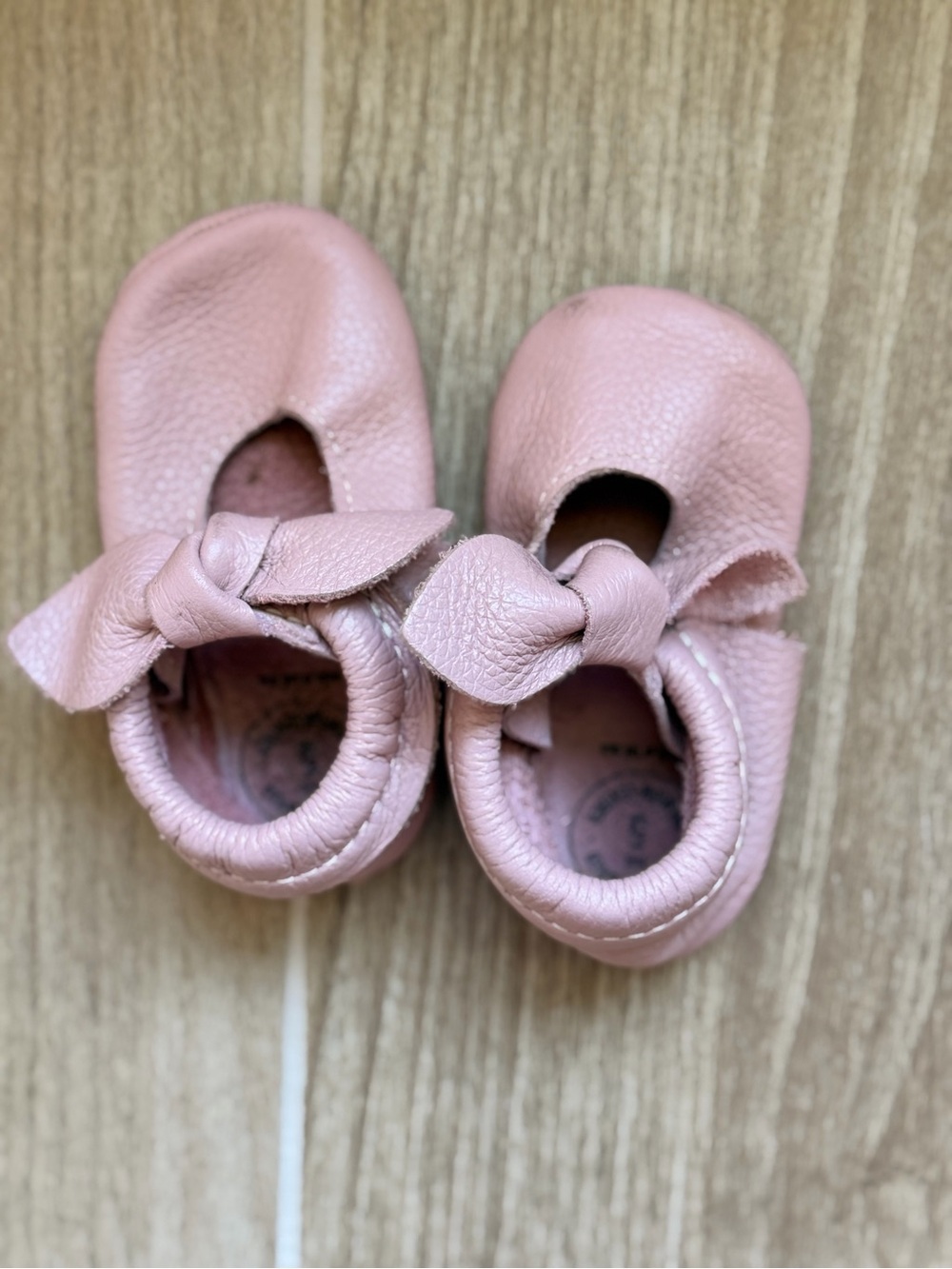 Freshly Picked Blush Pink Bow Leather Baby Shoes